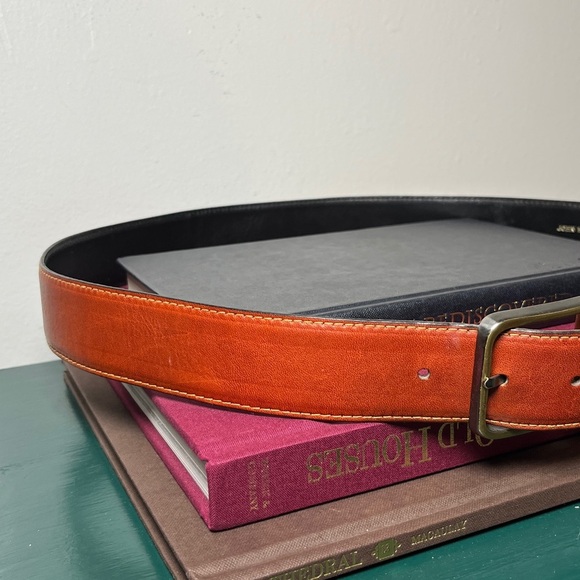 John Weitz Cognac Old English Cashmere Glove Tanned‎ Leather Men's Belt Sz 40 - Picture 10 of 11